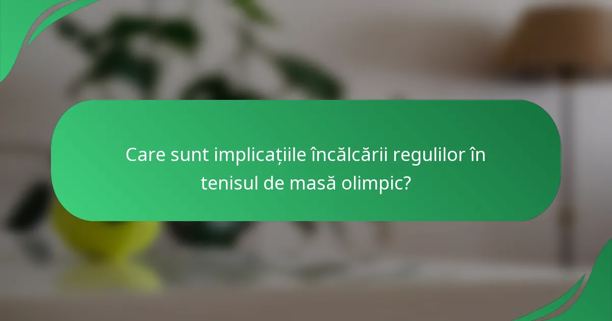 Care sunt implicațiile încălcării regulilor în tenisul de masă olimpic?