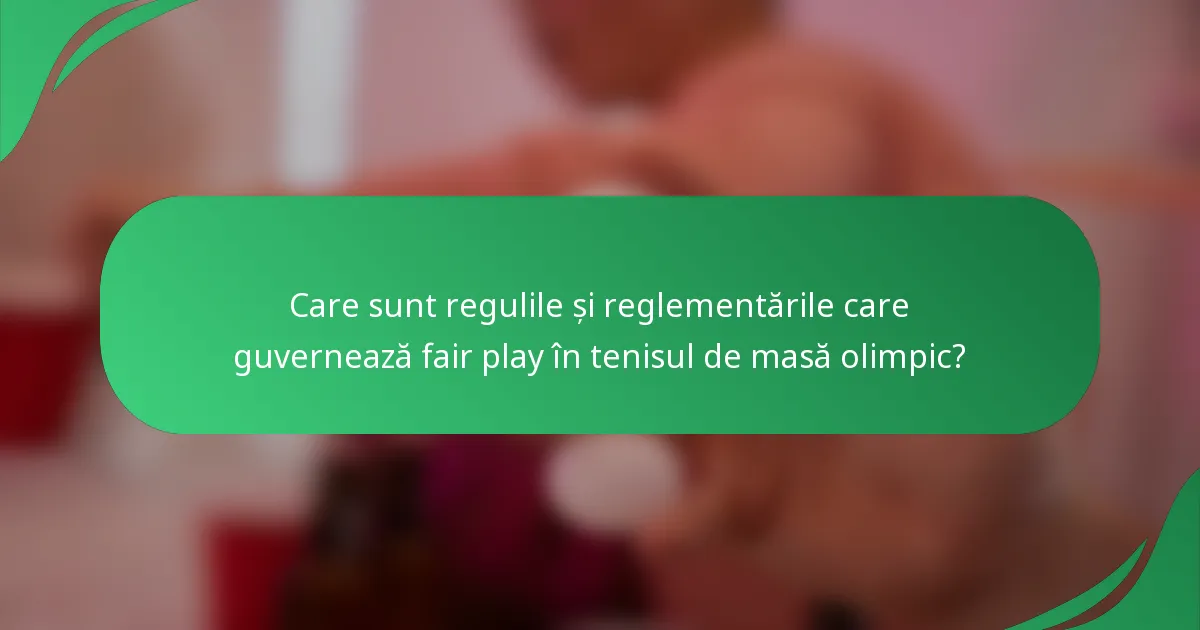 Care sunt regulile și reglementările care guvernează fair play în tenisul de masă olimpic?