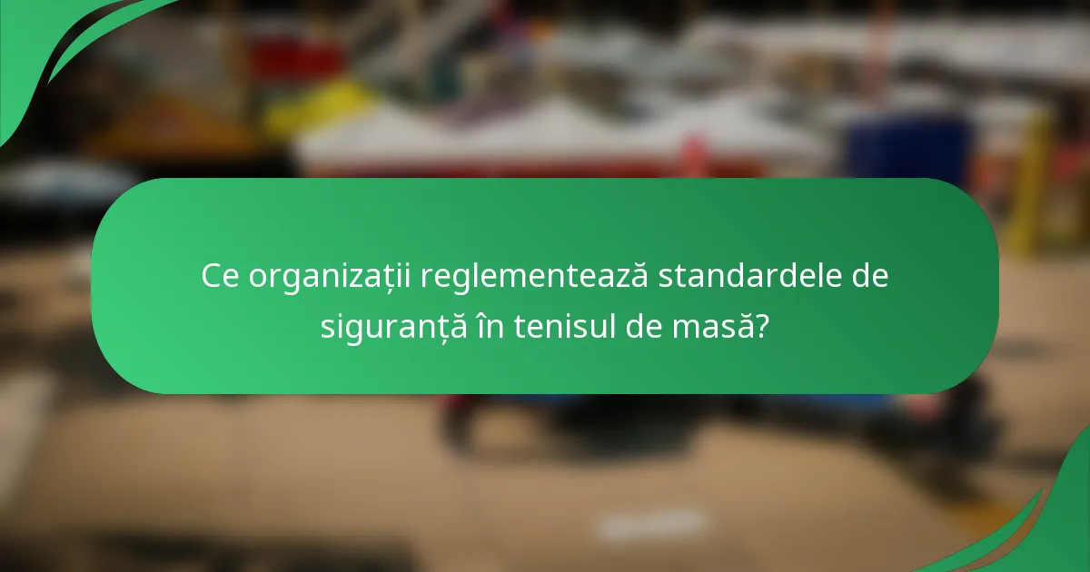 Ce organizații reglementează standardele de siguranță în tenisul de masă?